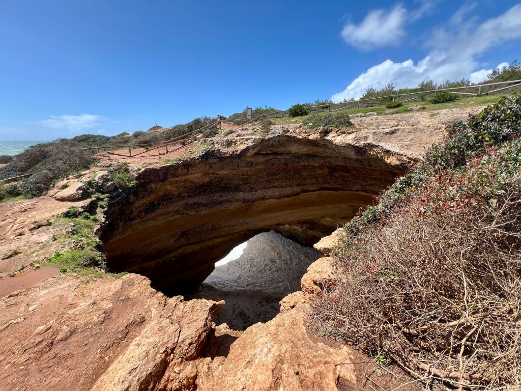 Famous Benagil Cave from above in the Algarve