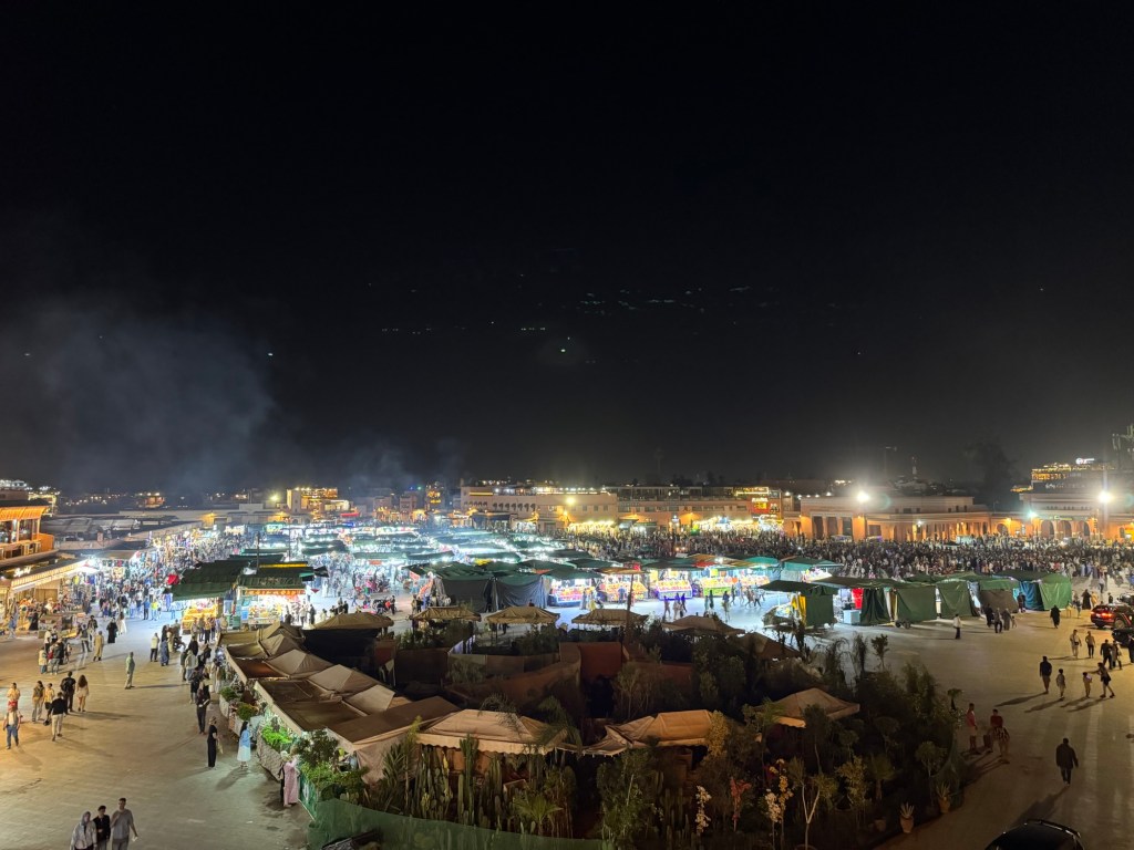 Large outdoor market at night